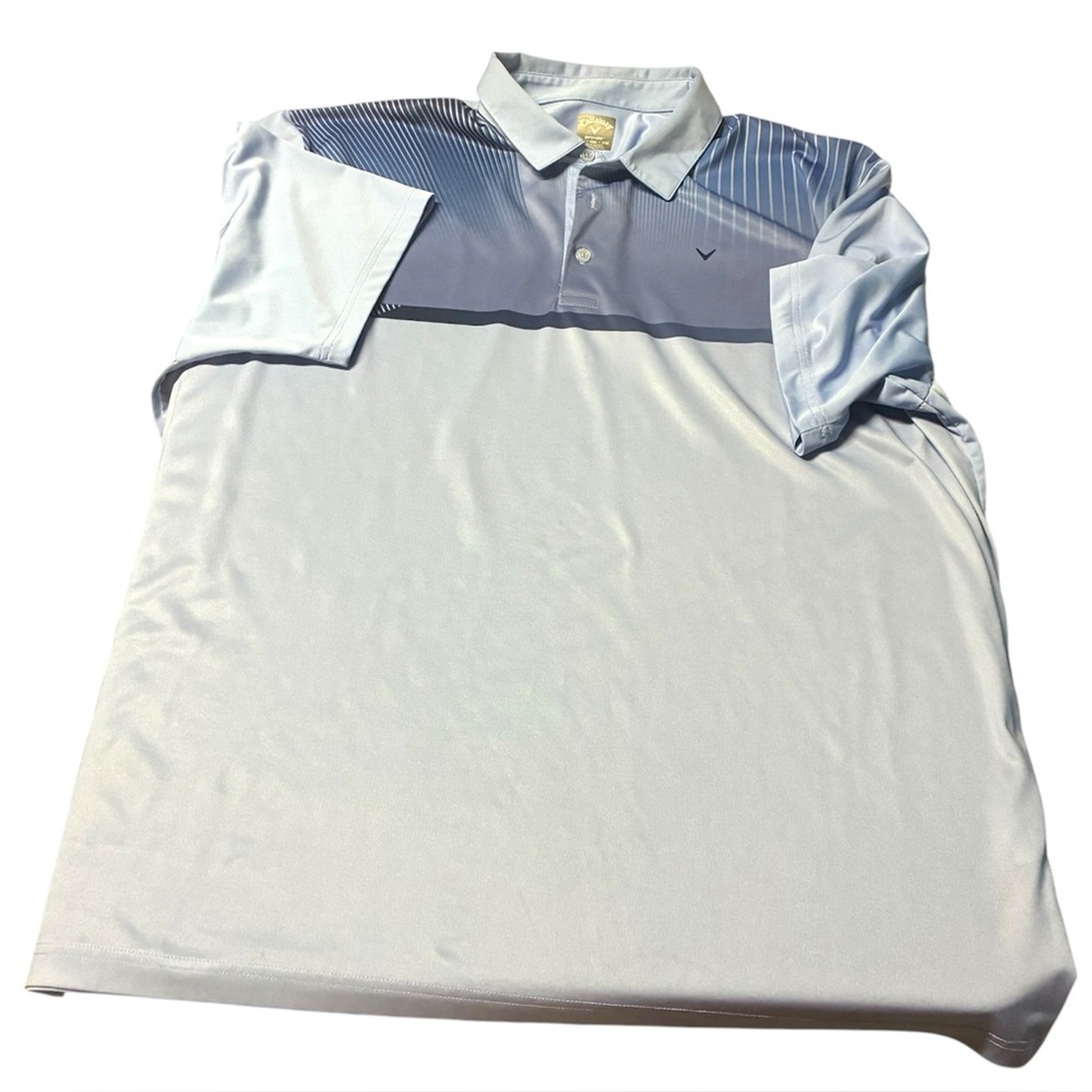 Callaway Men’s Light Blue Polo Dri Opti Fit Golf Heat Gear Summer Stripes